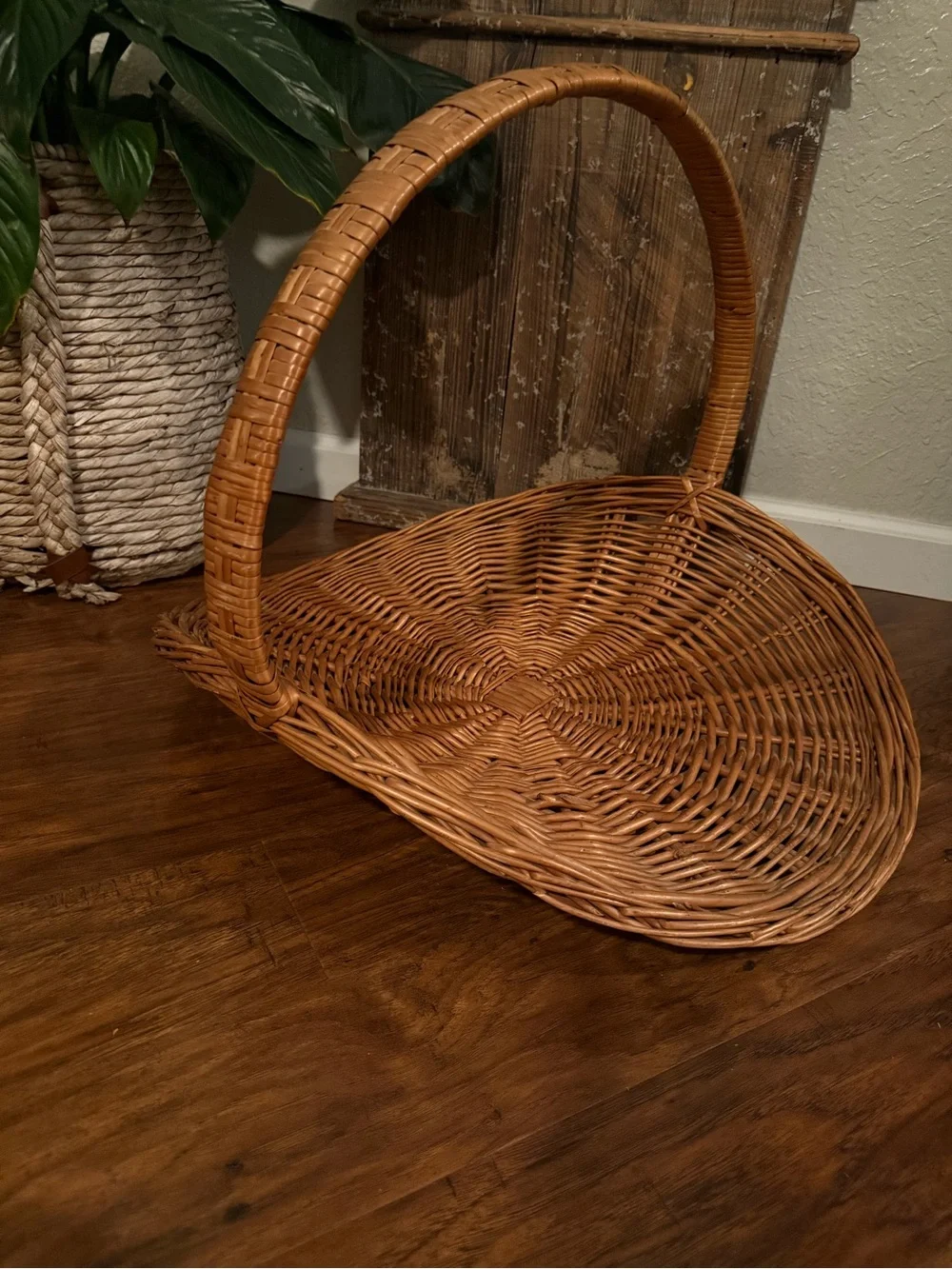 XL Vintage Wicker Flower Gathering Basket French Style 23”
